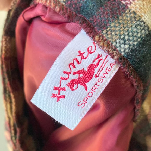 Hunter Vintage Wool Skirt 18 16 Cranberry Kilt A Line Plaid Elastic Fall Pleat - Picture 5 of 10